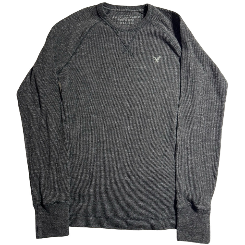 American Eagle Outfitters Gray Long Sleeve Waffle Knit Casual Shirt Men XS